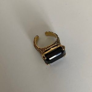 Henri Bendel Cocktail Ring with Black Stone